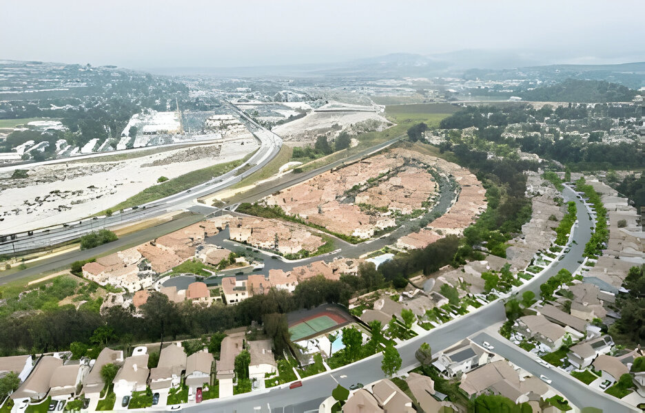 drone view of townhouses for new home town in Santa Clarita CA California