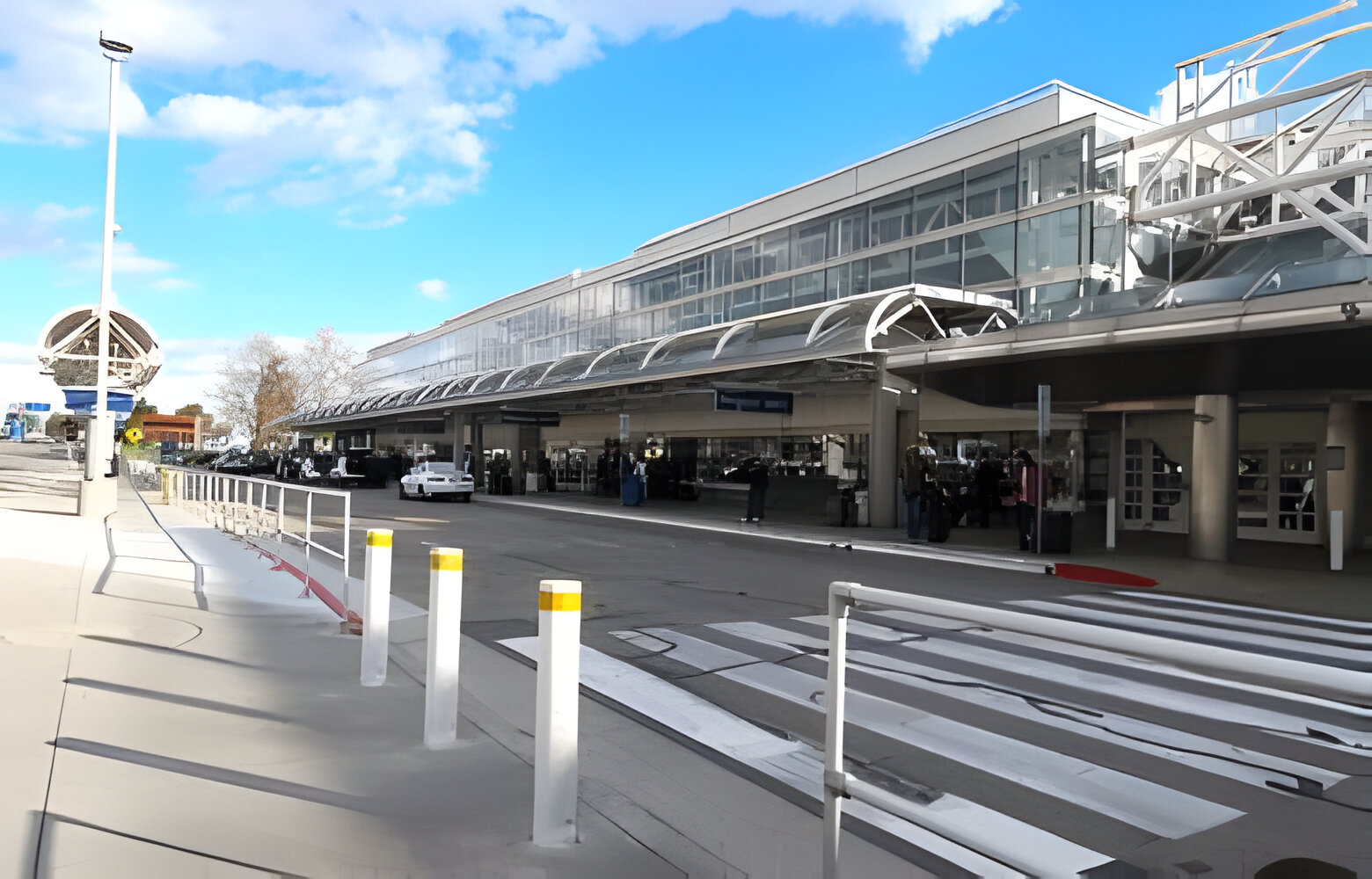 Ontario International Airport curbside drop off and shuttle bus stop area